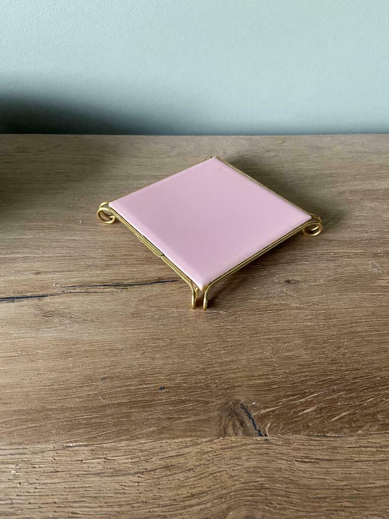 Roze pastel onderlegger goud Boch, Antiek en Kunst, Ophalen of Verzenden