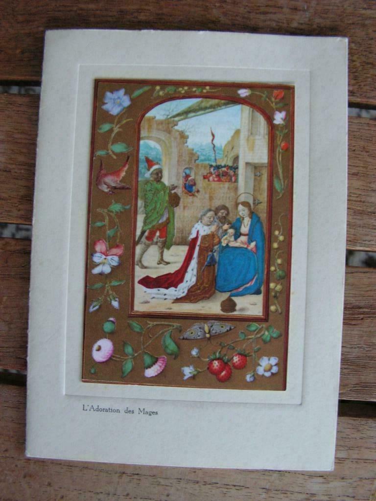 Carte postale ancienne «L'adoration des mages», Collections, Enlèvement ou Envoi, Comme neuf, Autres sujets/thèmes, Gravure