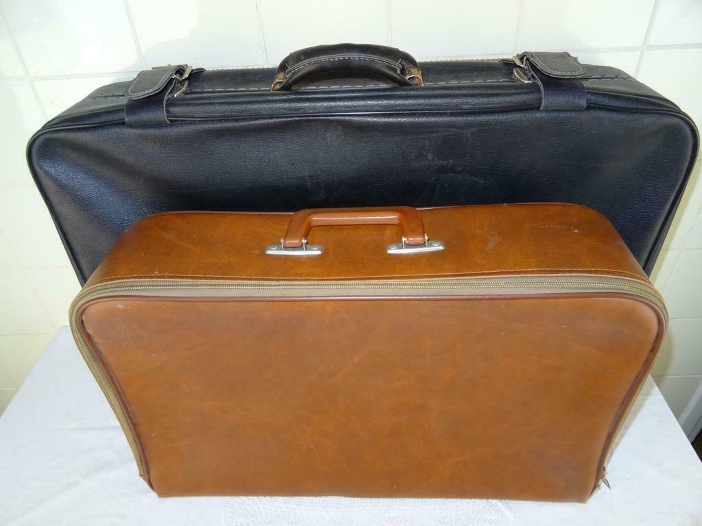 Valise valise vintage 2x valise pas cher valise antique 1970, Enlèvement ou Envoi, Moins de 35 cm, Utilisé, Cuir