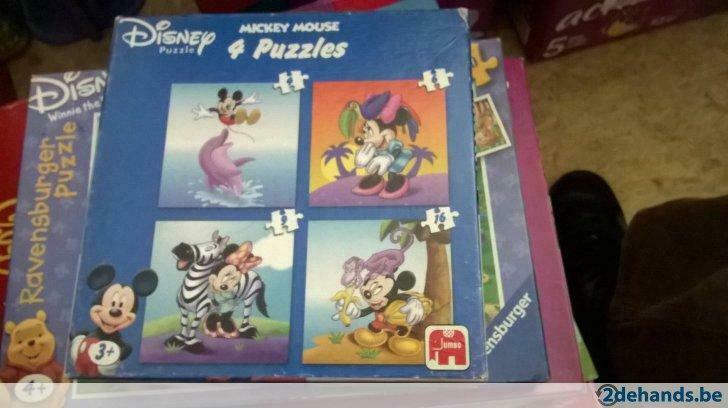 4 puzzels Walt Disney (4, 6, 9 en 16 stukken), Ophalen, Gebruikt