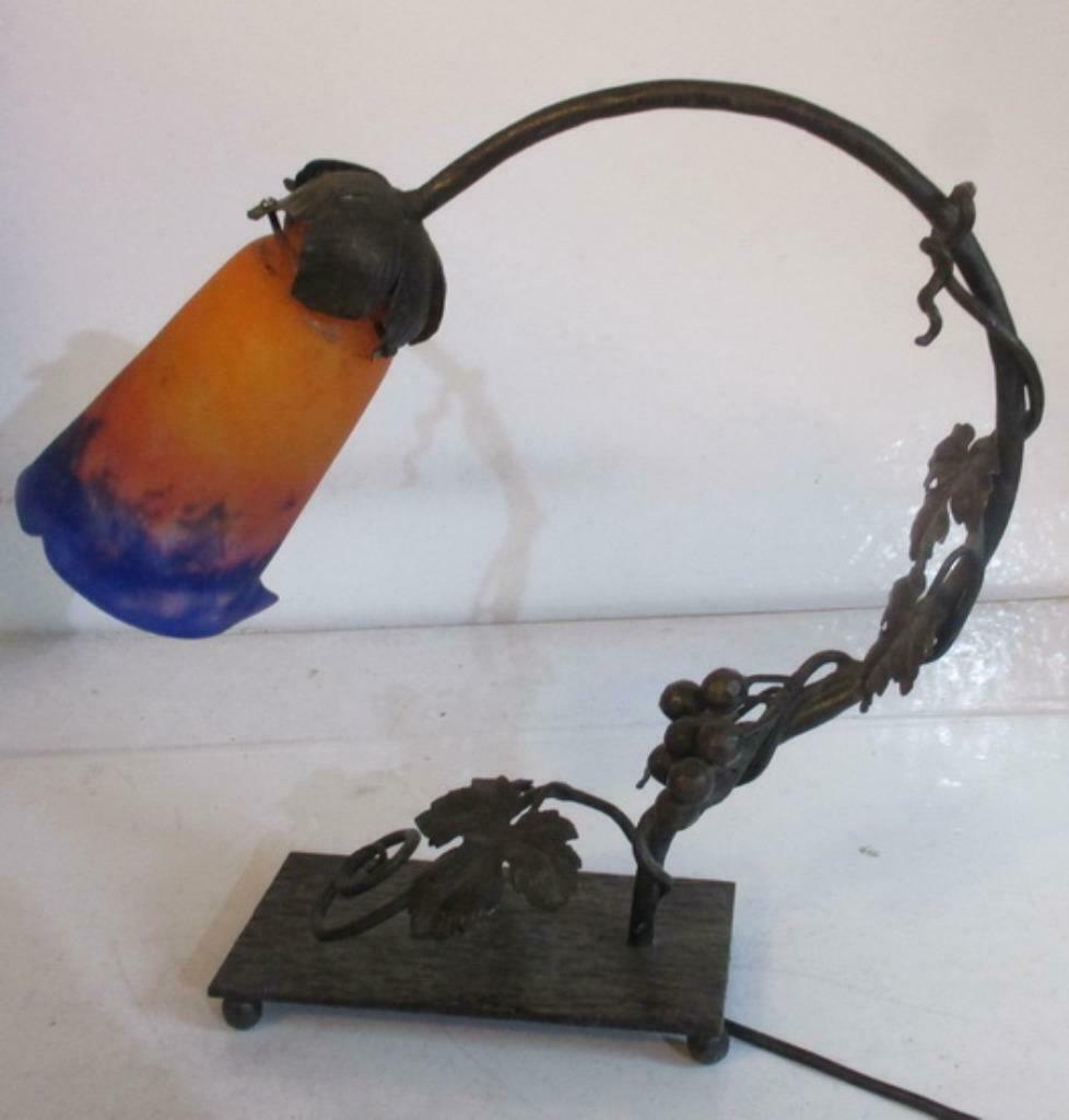 art deco smeedijzer staanlamp tafellamp Muller Luneville 25, Envoi