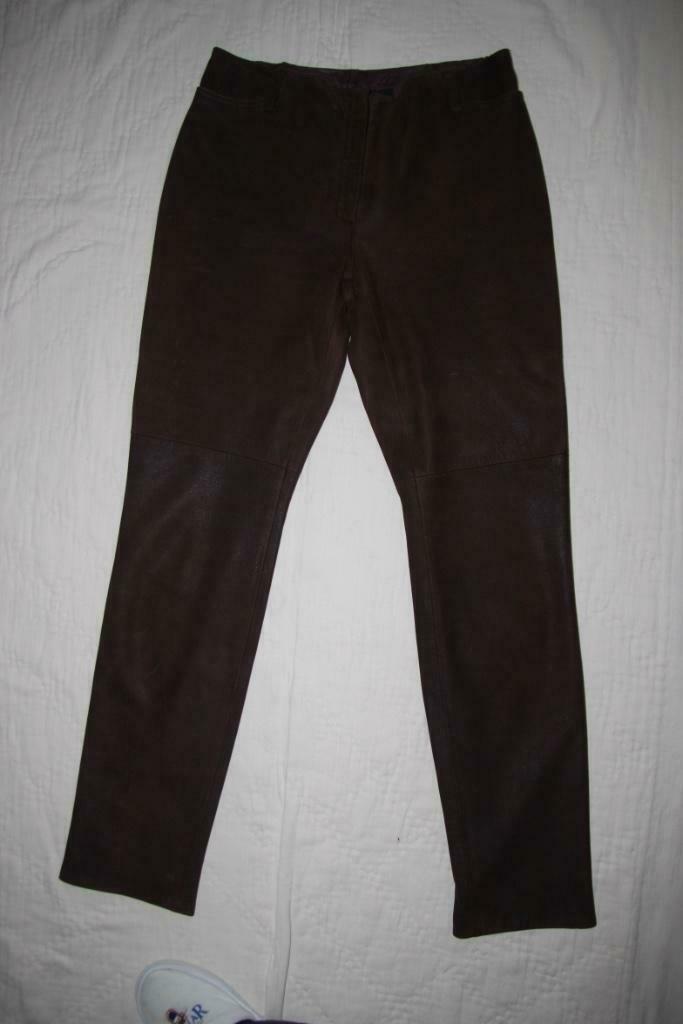 Bruine daim dames broek 'Lamon-Nuytens', Maat: 40, Maat 38/40 (M), Bruin, Lamon-nuytens, Ophalen of Verzenden