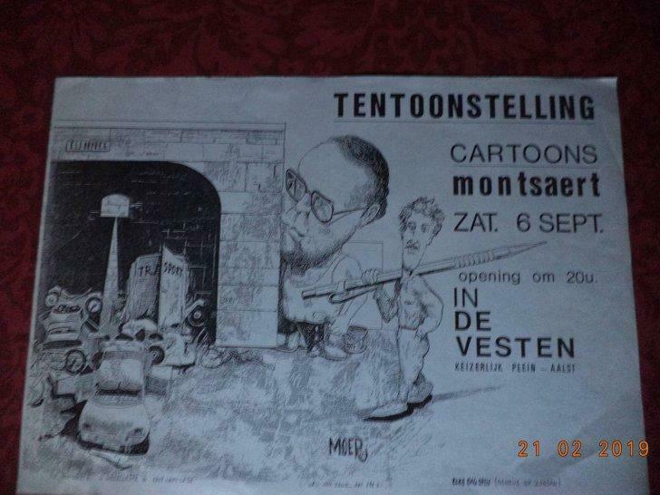 Affiche Aalst: Montsaert - Tentoonstelling Cartoons., Collections, Enlèvement ou Envoi, Utilisé