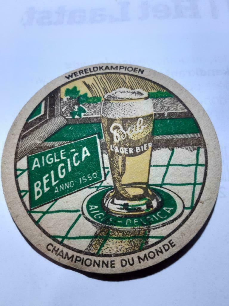 oude bierkaartje: Aigle Belgica  brugge, Verzamelen, Biermerken, Ophalen of Verzenden
