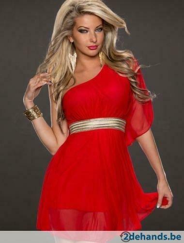 rood coctail jurkje met goud, ANDERE, Verzenden, Nieuw, Boven de knie