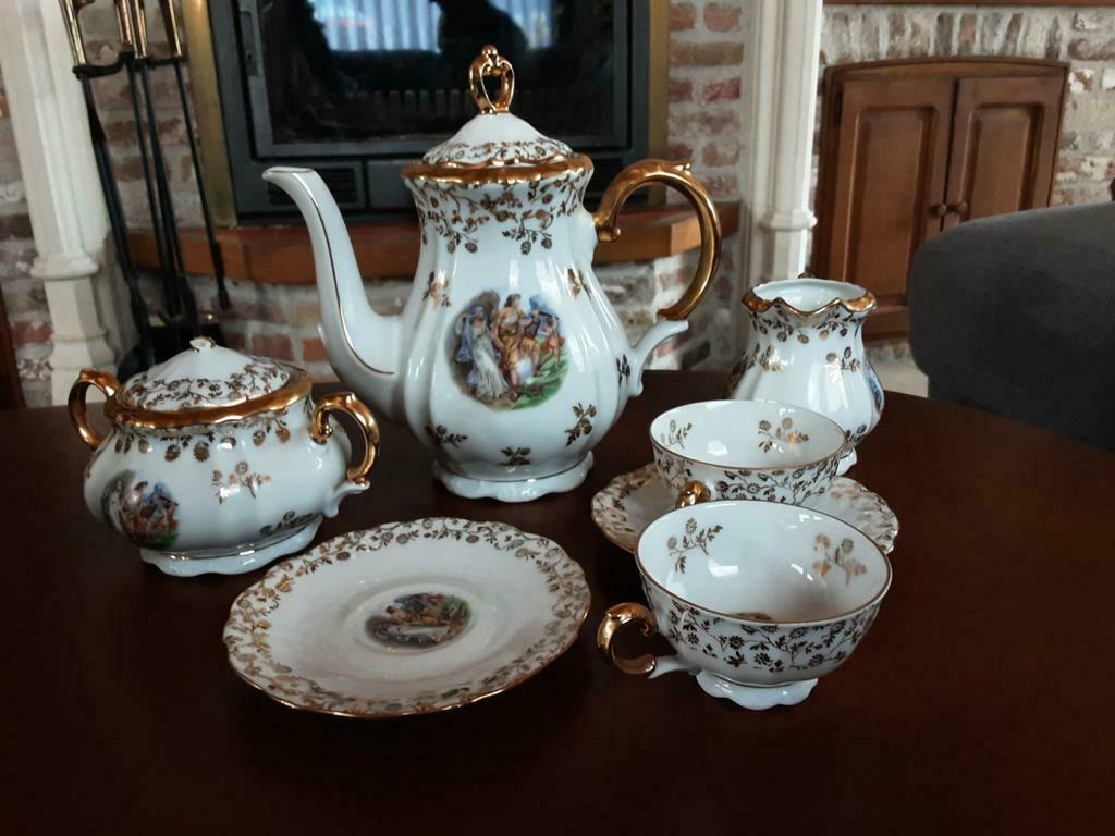 servies  bavaria Bareuther vintage 5-delig, Antiquités & Art, Antiquités | Services (vaisselle) complet, Enlèvement