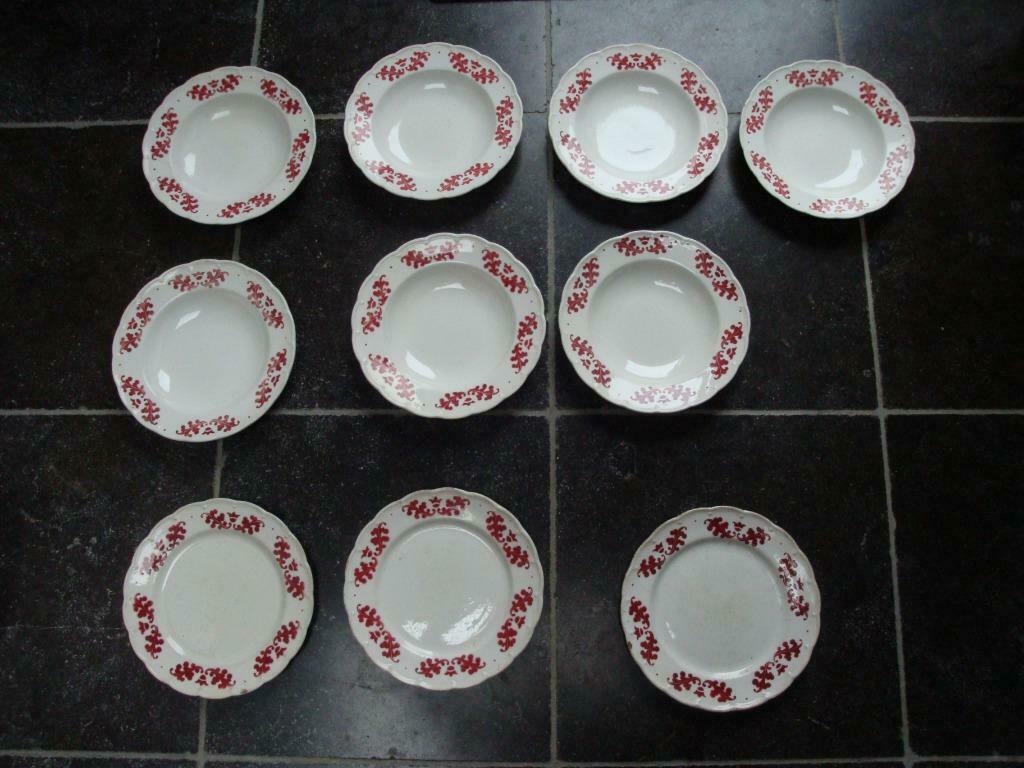 Oude Boch borden met bloemmotief 7 soepborden en 3 eetborden, Ophalen of Verzenden, Bord(en)