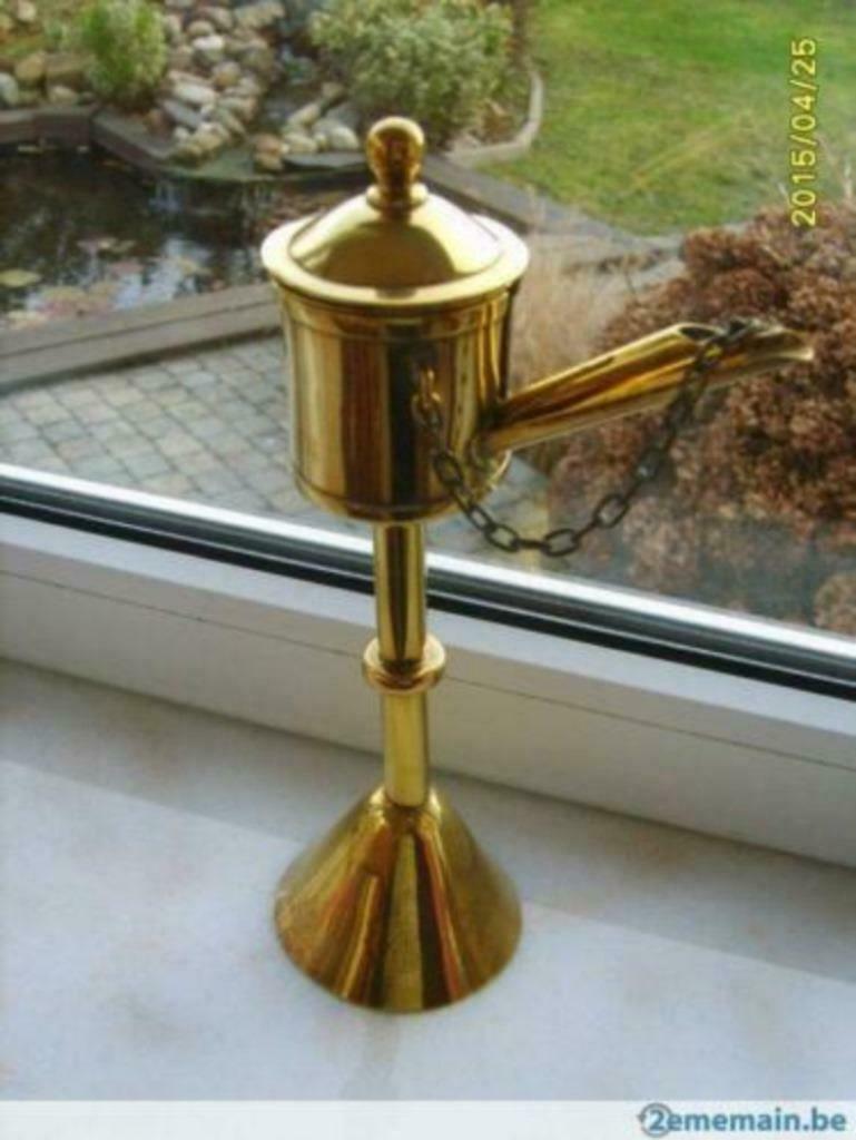 Lampe à huile en cuivre, Ophalen of Verzenden