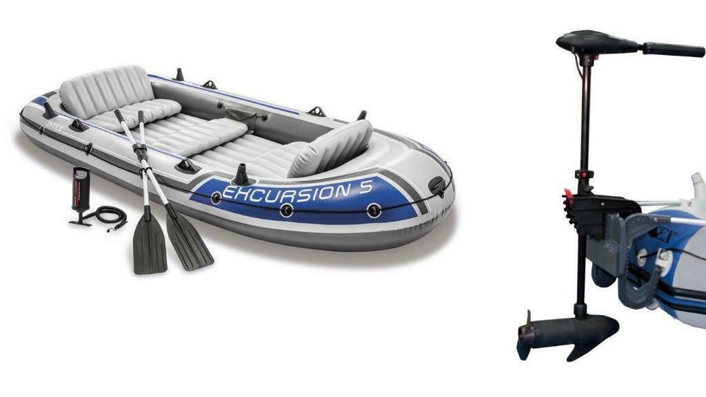 Excursie 5 boot + peddel + pomp + motorsteun + motor, Watersport en Boten, Rubberboten, Nieuw, Ophalen of Verzenden