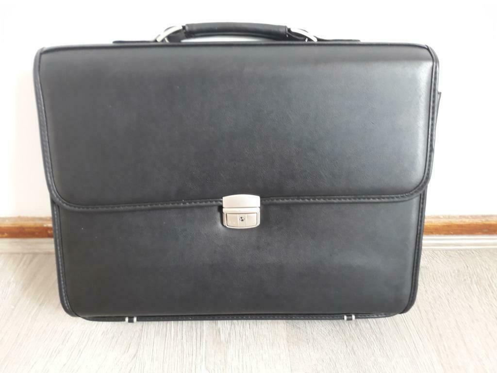 Zwarte leren herentas, Zwart, Aktetas of Boekentas, Nieuw, Leer