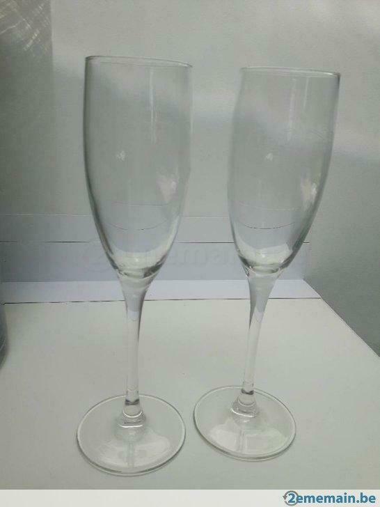 2 x  flûte coupe à champagne gravé Laurent Perrier, Collections, Verres & Petits Verres, Utilisé