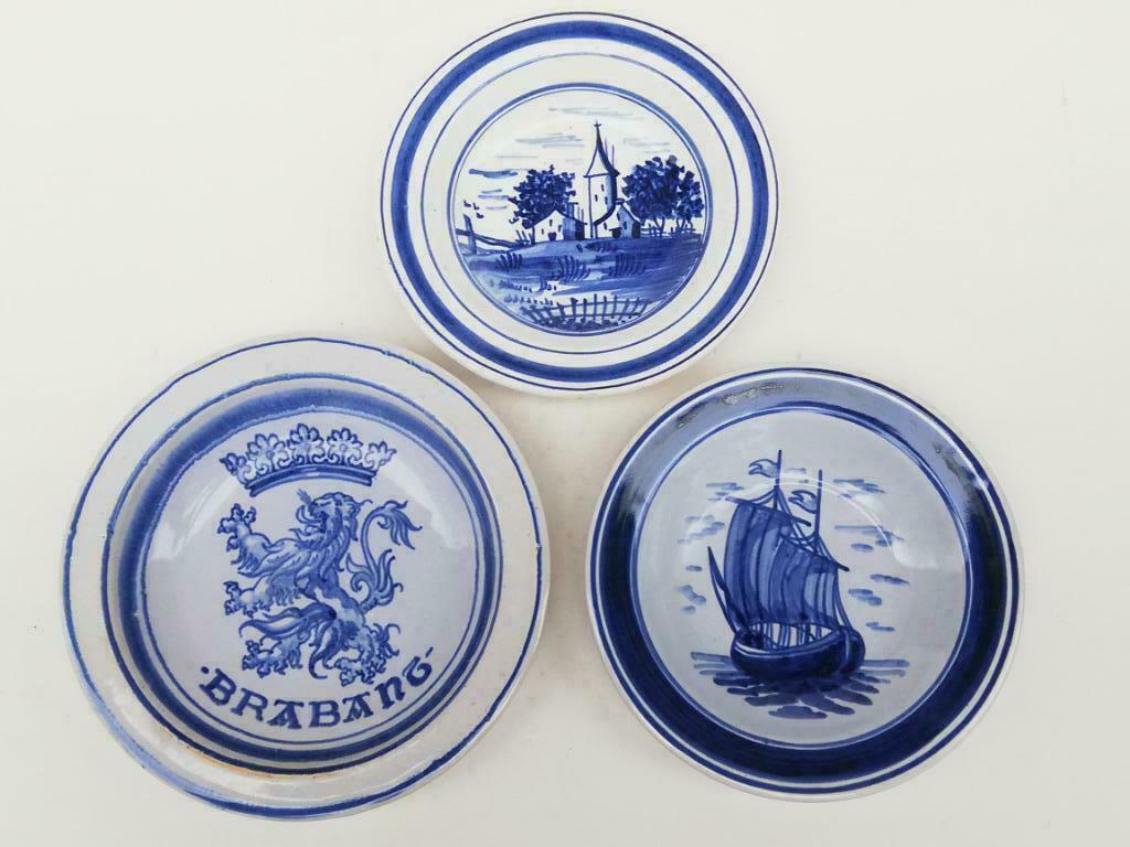 Arthur Charlier & atelier - 3 plats peints - Louvain 50s/60s, Antiquités & Art, Enlèvement ou Envoi