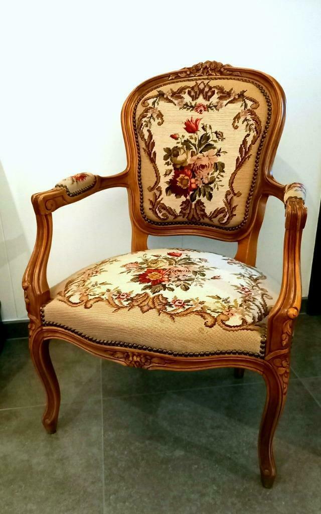 Zetel met borduurwerk, Ophalen, Gebruikt, Eenpersoons, Brocante