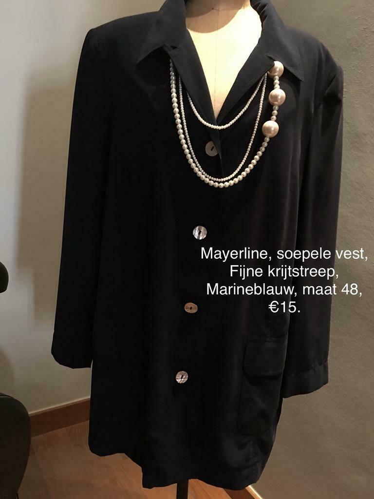 MAYERLINE, Soepele vest met krijtstreep, maat 48, Mayerline, Blauw, Maat 46/48 (XL) of groter, Ophalen of Verzenden
