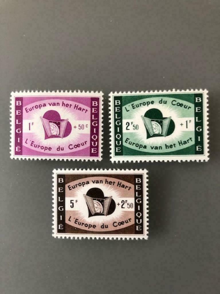 België 1959 : Europa van het hart, Postzegels en Munten, Postzegels | Europa | België, Postfris, Overig, Spoor van plakker, Ophalen of Verzenden