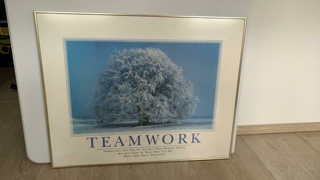 Affiche « Teamwork » sous cadre, Enlèvement ou Envoi, Avec cadre, Rectangulaire horizontal, Comme neuf