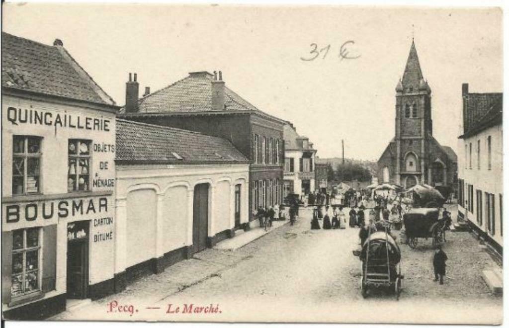 Carte postale Pecq Le Marché avec attelages, Collections, Enlèvement ou Envoi, Avant 1920, Non affranchie, Hainaut