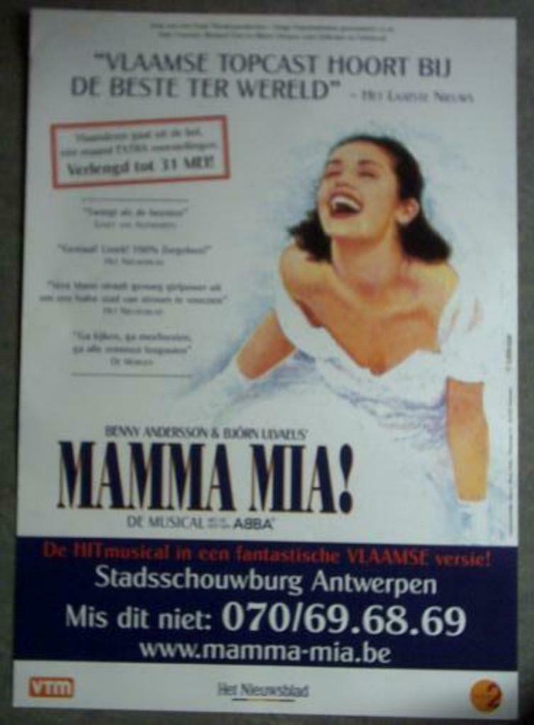 affiche Mamma Mia! Vlaamse versie Antwerpen 2006, Verzamelen, Posters, Ophalen of Verzenden, Nieuw
