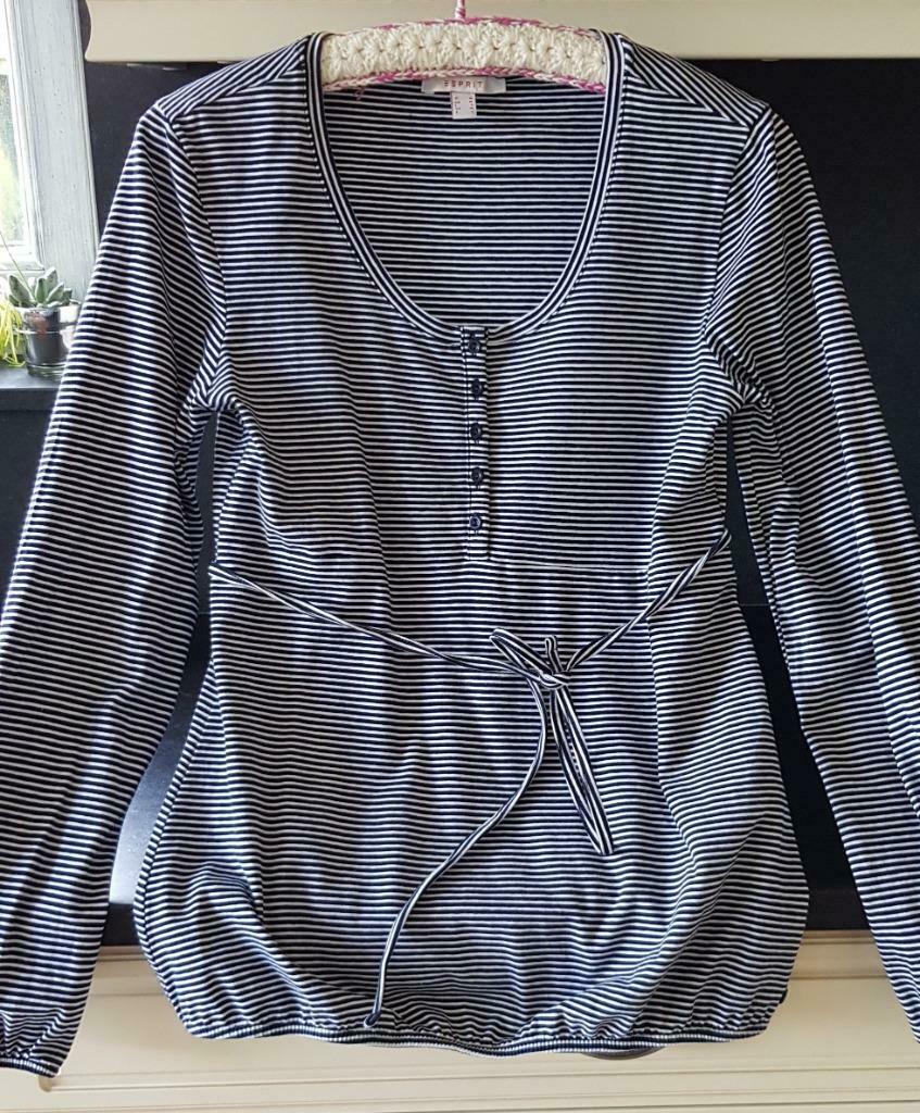 Esprit zwangerschaps longsleeve blauw-wit gestreept M, Taille 38/40 (M), Enlèvement ou Envoi, Comme neuf, Chemisier ou Tunique