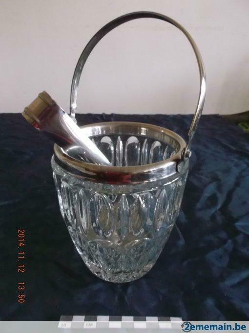 Seau à Glaçons (de Table) 1970, en Cristal., Enlèvement ou Envoi, Utilisé, Cristal, Argenté