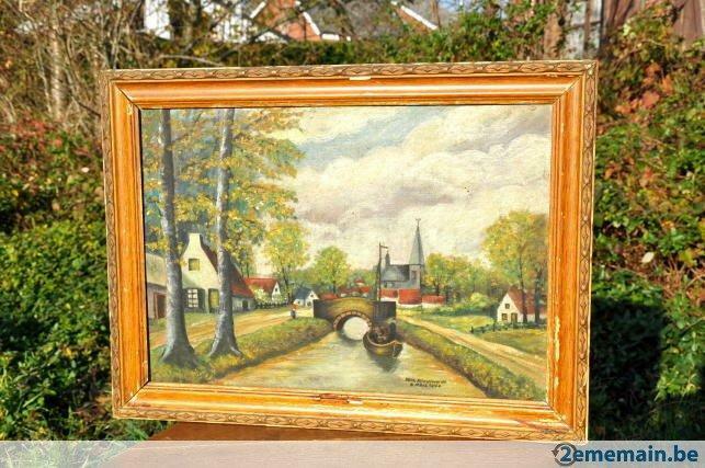 hsp vue du canal wiln-klindfwerdt 9 mars 1944, Antiquités & Art, Art | Peinture | Moderne