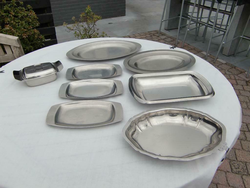 RETRO INOX SCHALEN EN BOTERPOT MET DEKSEL, Verzamelen, Retro, Ophalen of Verzenden