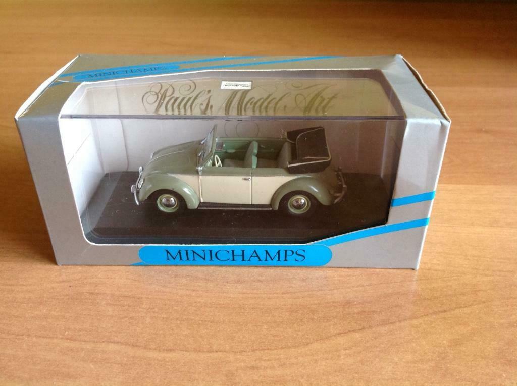 Minichamps 1/43 VW cox 1200 cabriolet 1951 green réf 052030, Hobby & Loisirs créatifs, Enlèvement ou Envoi, Comme neuf, Voiture