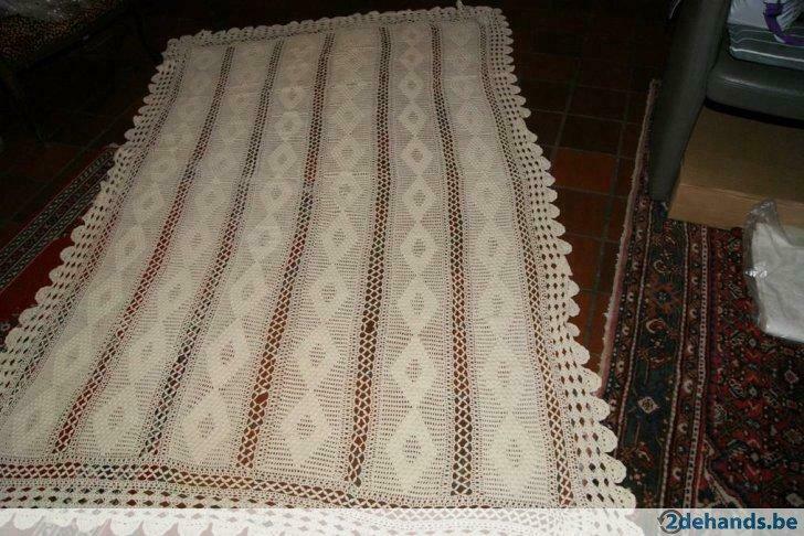 Antieke 1, 5 pers bed sprei in haakwerk, Huis en Inrichting, Slaapkamer | Bedden, Gebruikt