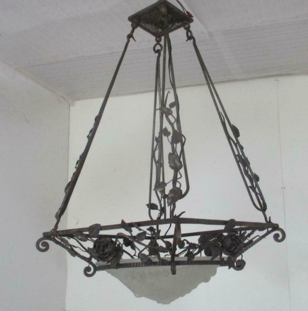 grote smeedijzeren lamp luster Schneider coup schaal 15, Ophalen