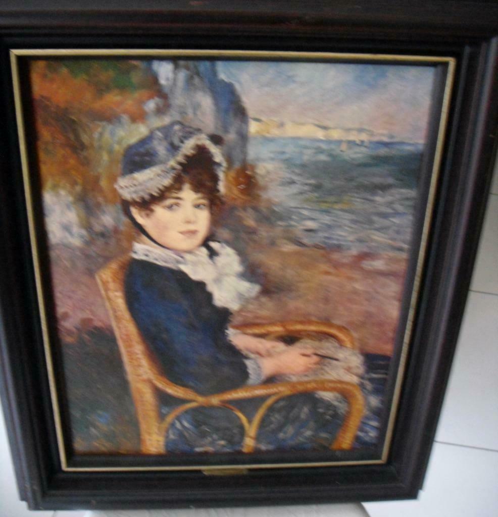 Peinture toile reprod. Renoir: Au bord de la mer, 65 X 55 cm, Antiquités & Art, Art | Peinture | Classique, Enlèvement