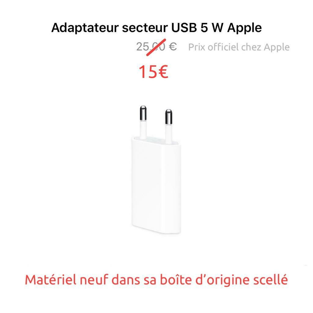 Apple adaptateur secteur USB 5 W pour iPhone, Neuf
