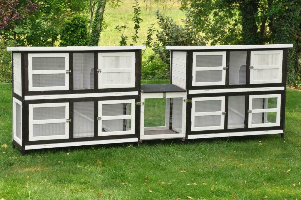 Double Clapier 2 étages noir et blanc clapier XXL rongeur, Animaux & Accessoires, Envoi, Neuf, Cage, Lapin