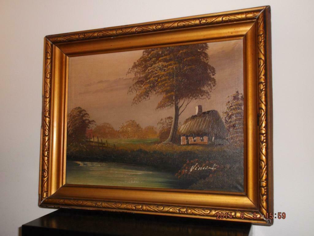 4 Peintures à l'Huile représentant des Bocages Flamands 1945, Antiquités & Art, Enlèvement