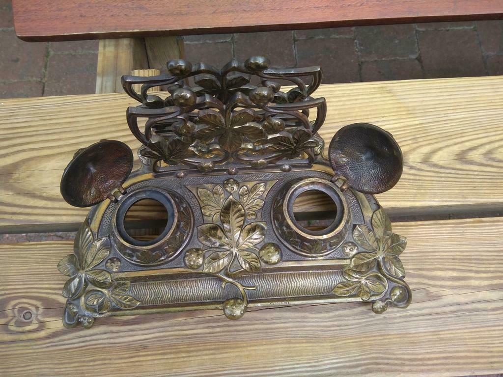 Oude dubbele antieke inktpot, Antiek en Kunst, Antiek | Brons en Koper, Ophalen of Verzenden