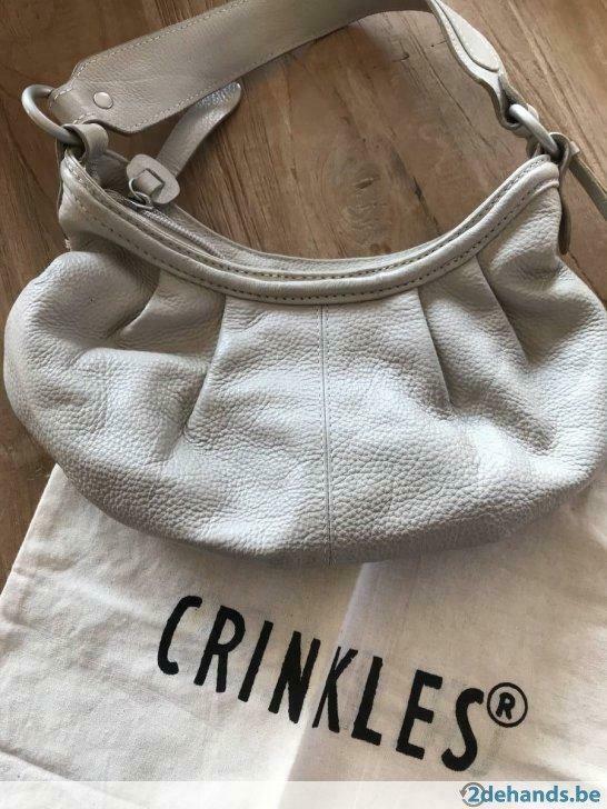 sac à main en cuir CRINKLES, Enlèvement ou Envoi, Neuf, Gris, Sac à main