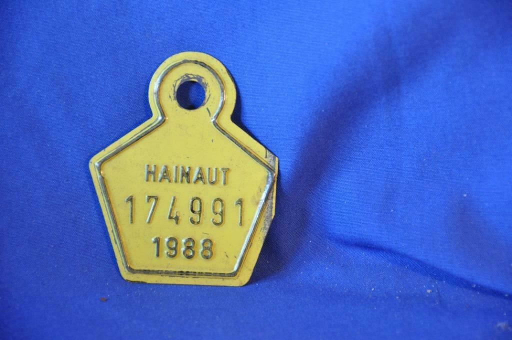 §  ancienne plaque de velo hainaut 1988, Ophalen of Verzenden, Gebruikt