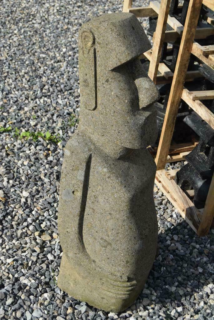 Sculptuur, Moaî standbeeld in natuursteen (Hoogte 1.03m), Ophalen, Gebruikt, Steen, Overige typen