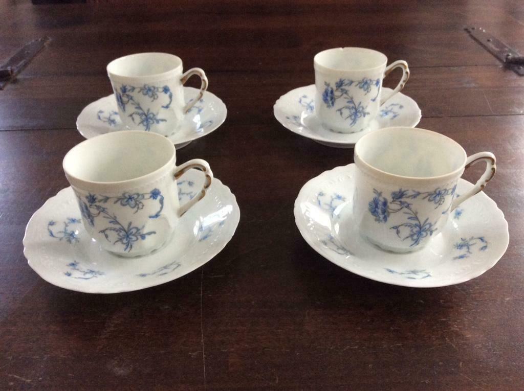 Royal Limoges France, 4 tassen en ondertassen, met stempel, Enlèvement