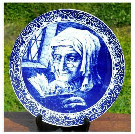 plat mural faience boch la liseuse, Antiquités & Art