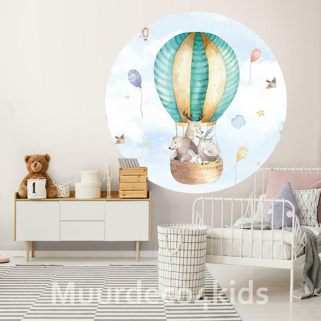 Behangcirkel Luchtballon met dieren, Muurdeco4kids, Ophalen of Verzenden, Nieuw, Wanddecoratie