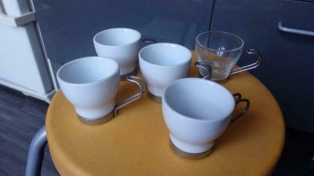 5 espresso tasjes L.Dake & zn, Enlèvement, Comme neuf, Porcelaine, Tasse(s) et/ou soucoupe(s)