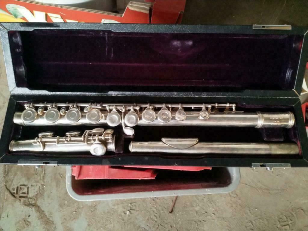 Dwarsfluit Gemeinhardt zilver, Muziek en Instrumenten, Ophalen, Gebruikt, Dwarsfluit, Met koffer of tas