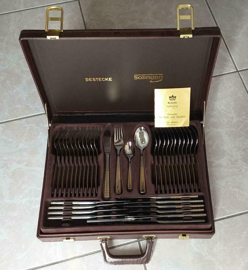 Valise de couverts Solingen plaqué or, Maison & Meubles, Neuf, Résiste au lave-vaisselle, Ensemble de couverts, Enlèvement