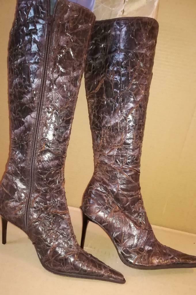 37B* MODA IN PELLE superbes bottes brunes 3x CUIR (36), Neuf, Brun, Bottes hautes, Envoi