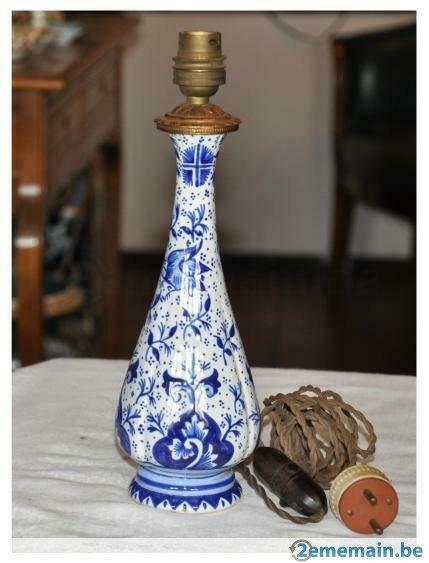 ancien pied de lampe faience francaise
