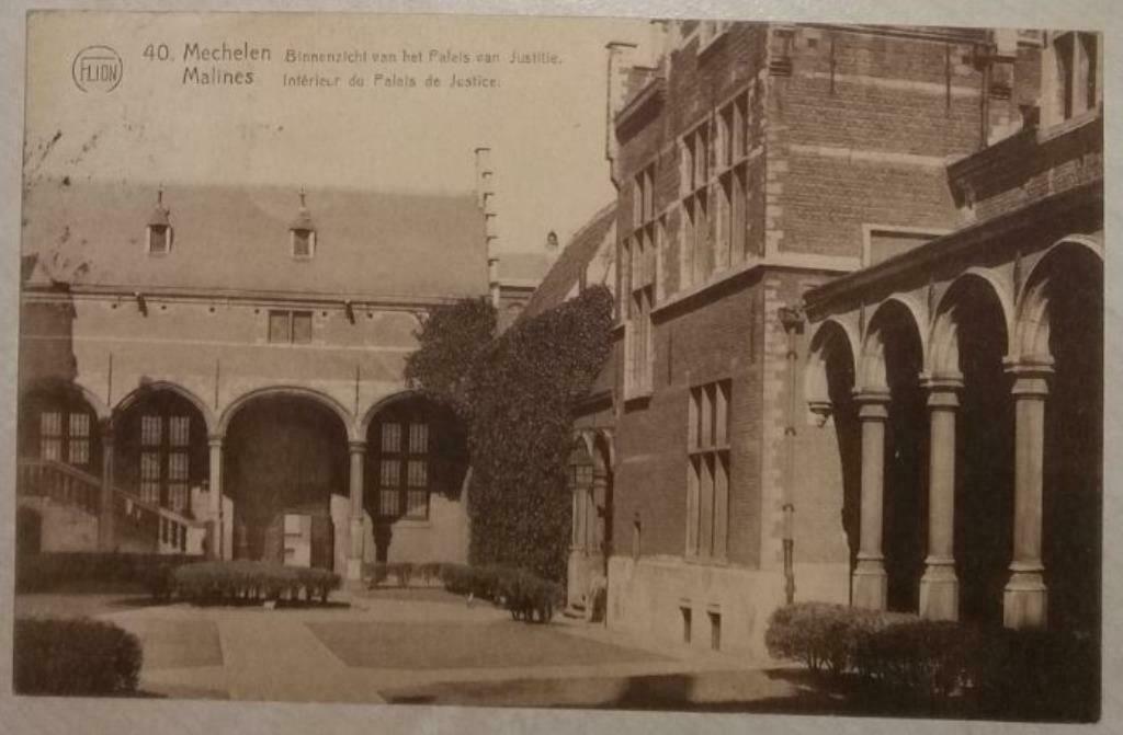 Postkaart Mechelen Binnenzicht van het Paleis vans Justitie, Collections, Enlèvement ou Envoi, 1920 à 1940, Affranchie, Anvers