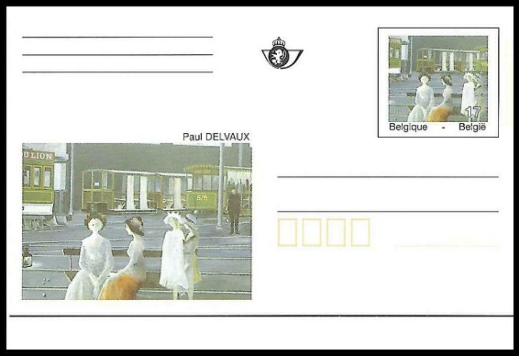 BK53 Briefkaart kunstwerken uit brusselse Metro Paul Delvaux, Ophalen of Verzenden, Overig, Postfris, Kunst
