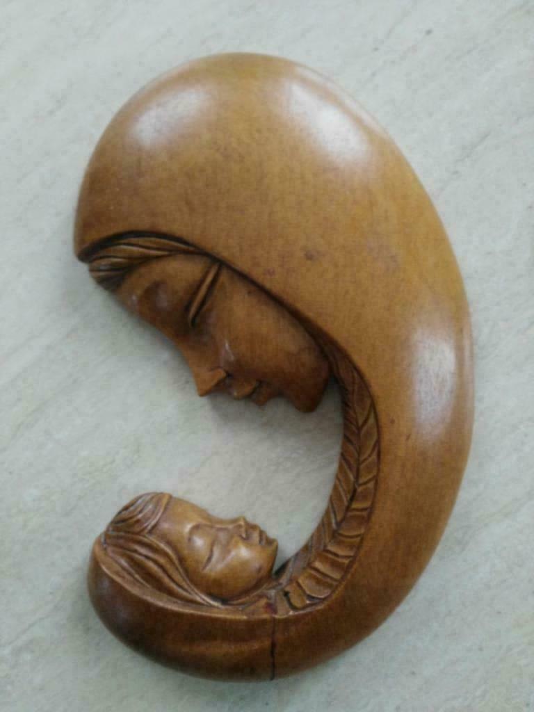 Moeder met kind houtsnijwerk 25 cm, Ophalen of Verzenden