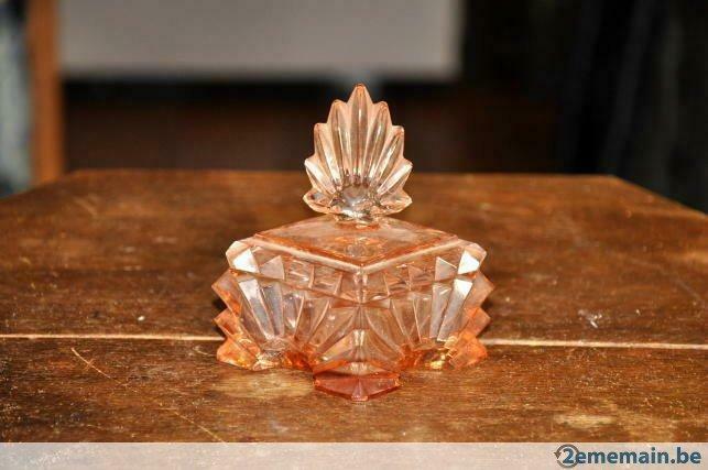 ancienne boite a bijoux en verre rose, Enlèvement ou Envoi