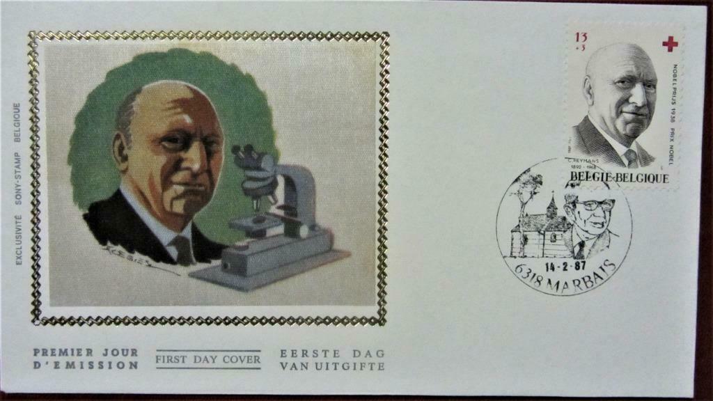 FDC BELGIË OP ZIJDE- NR.2241/2242- NOBELPRIJSWINNAARS GENEES, Ophalen of Verzenden, Gestempeld, Overige thema's